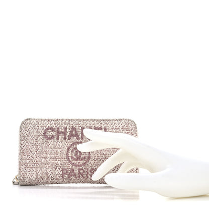 Chanel Lurex Canvas Deauville Medium Zip Around Wallet Pink 2 of 11