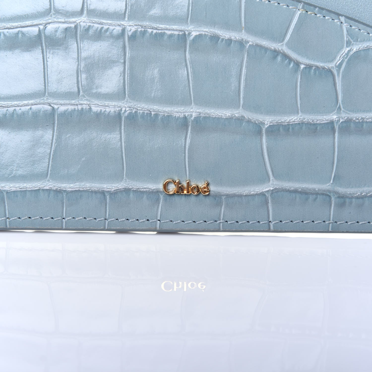 Chloe Crocodile Embossed Calfskin Medium Walden Purse Faded Blue 6 of 8