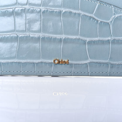 Chloe Crocodile Embossed Calfskin Medium Walden Purse Faded Blue 6 of 8