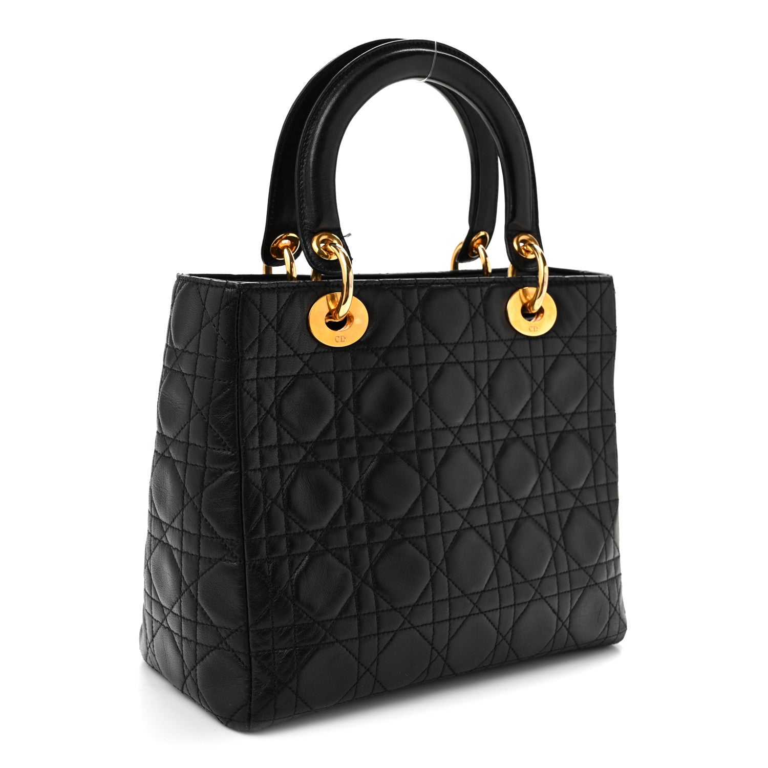 Christian Dior Lambskin Cannage Medium Lady Dior Black 2 of 10
