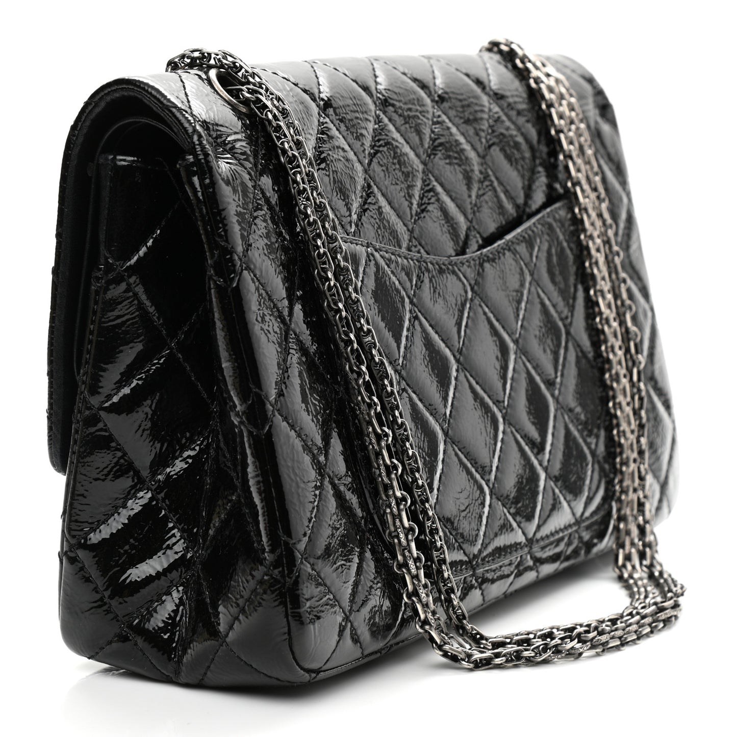Distressed Patent Quilted 2.55 Reissue 227 Flap Black