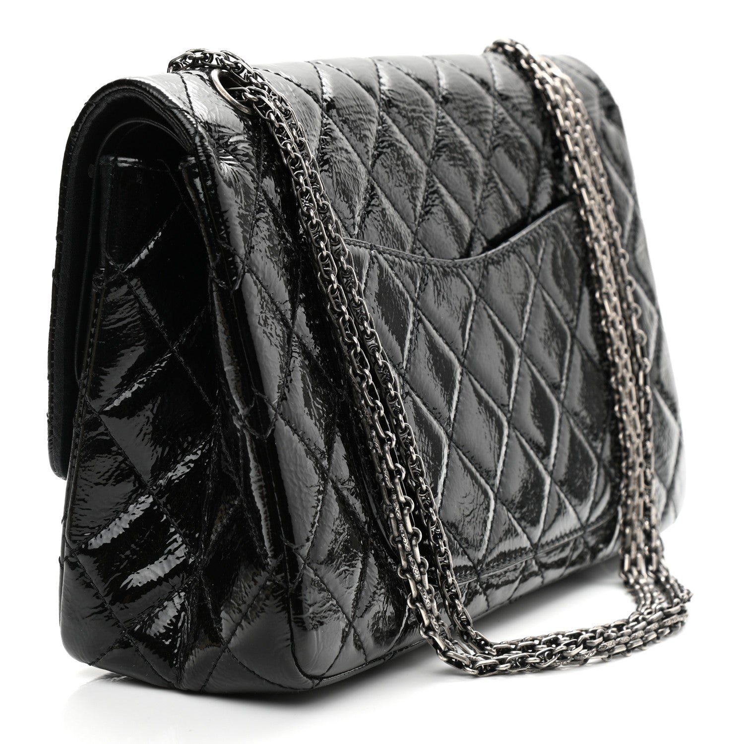 Chanel Distressed Patent Quilted 2.55 Reissue 227 Flap Black 3 of 10