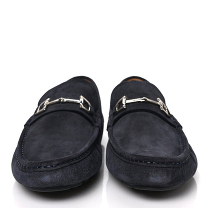 Gucci Suede Mens Horsebit Driver Loafers 9 Navy 2 of 8