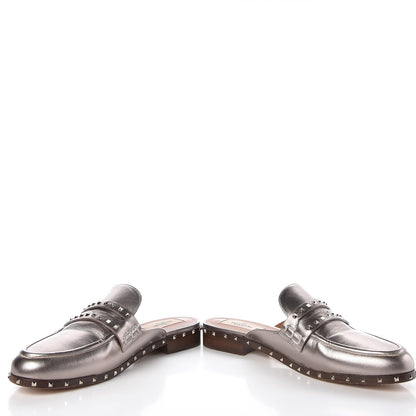 Valentino Garavani Metallic Lambskin Soul Rockstud Flat Mules 39 Silver 6 of 15