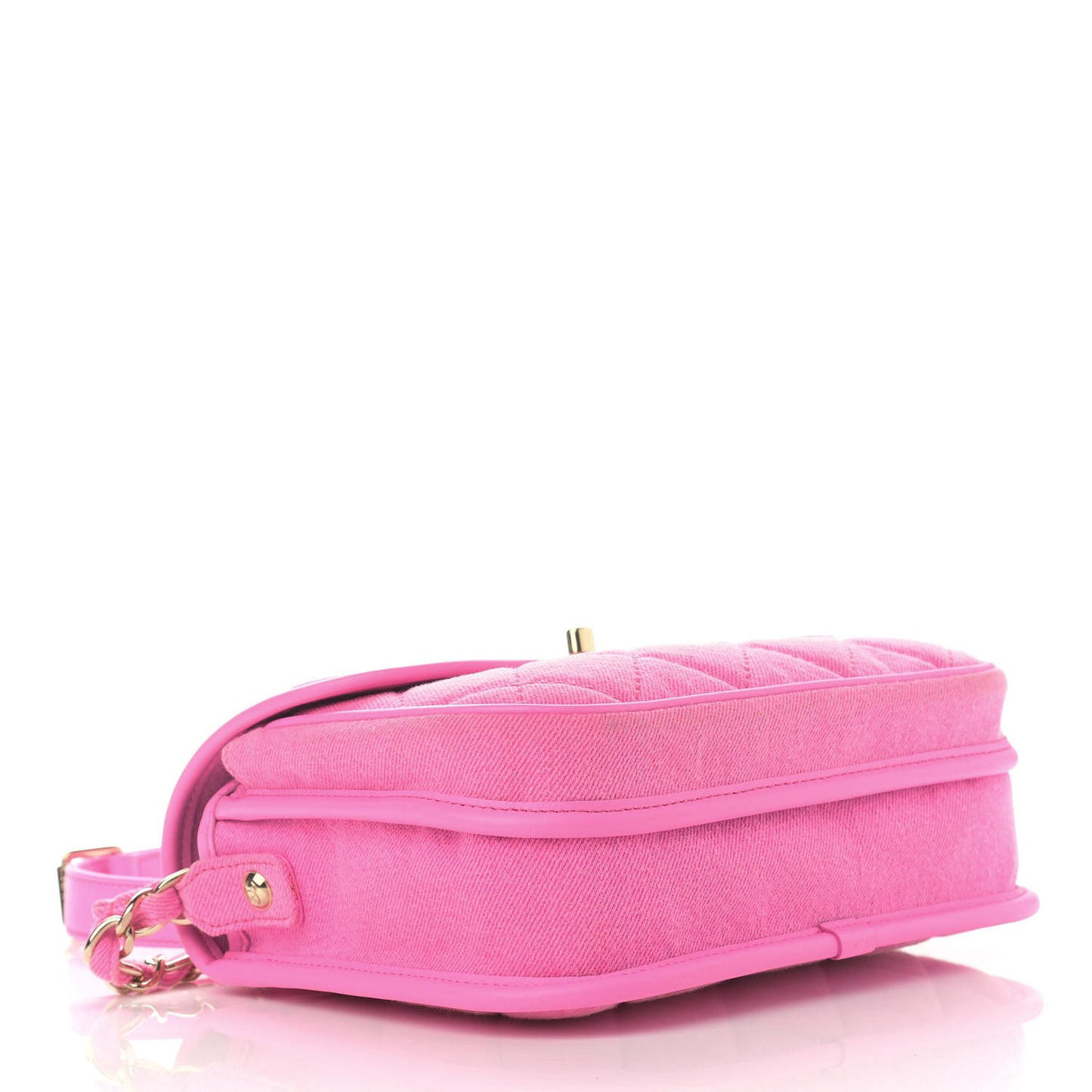 Denim Quilted Small Messenger Flap Neon Pink