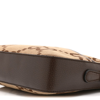 Gucci Monogram Jumbo GG Textured Dollar Calfskin Web Messenger Shoulder Bag Camel Ebony New Acero 11 of 11
