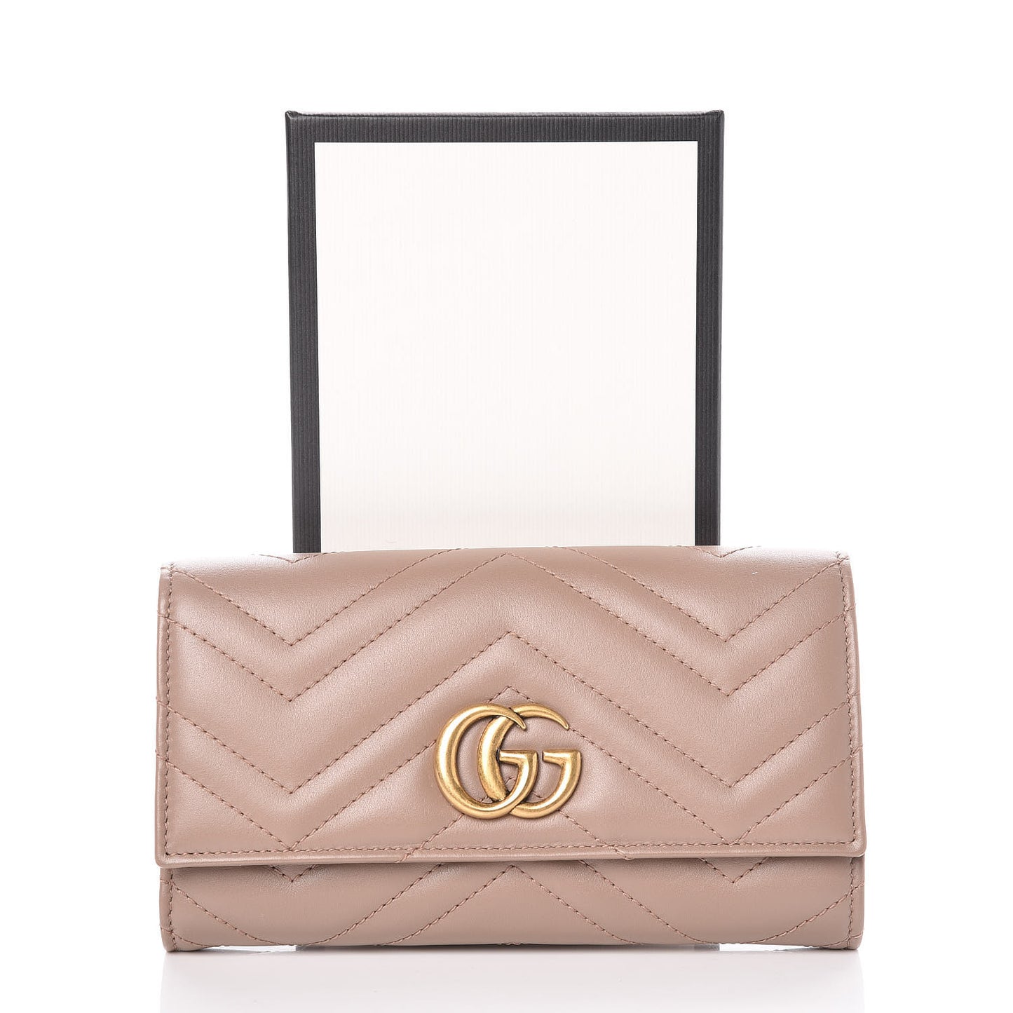 Calfskin Matelasse GG Marmont Continental Wallet Porcelain Rose