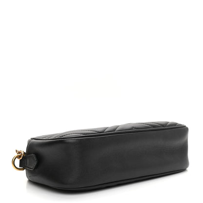 Gucci Calfskin Matelasse Small GG Marmont Chain Shoulder Bag Black 4 of 11