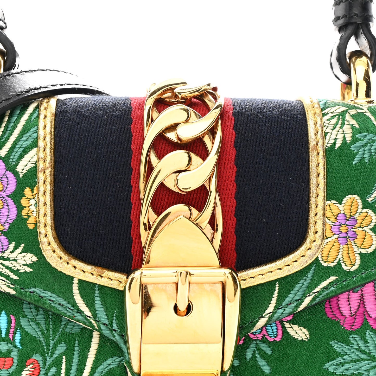 Jacquard Floral Mini Sylvie Top Handle Bag Green Multicolor Black