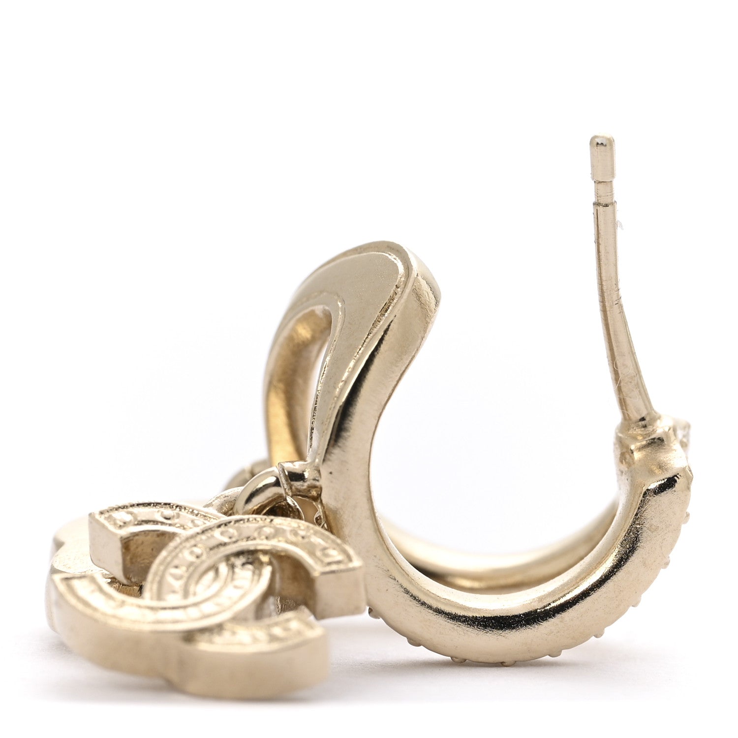 Chanel Crystal CC Camellia Perfume Bottle Double Hoop Earrings Gold 5 of 6
