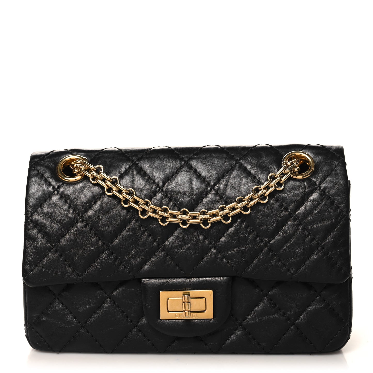 Aged Calfskin Quilted 2.55 Reissue Mini Flap Black