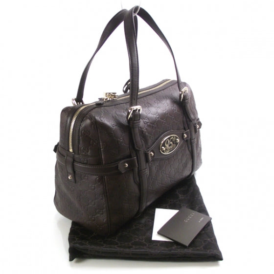 Guccissima 85th Anniversary Boston Tote Chocolate Brown