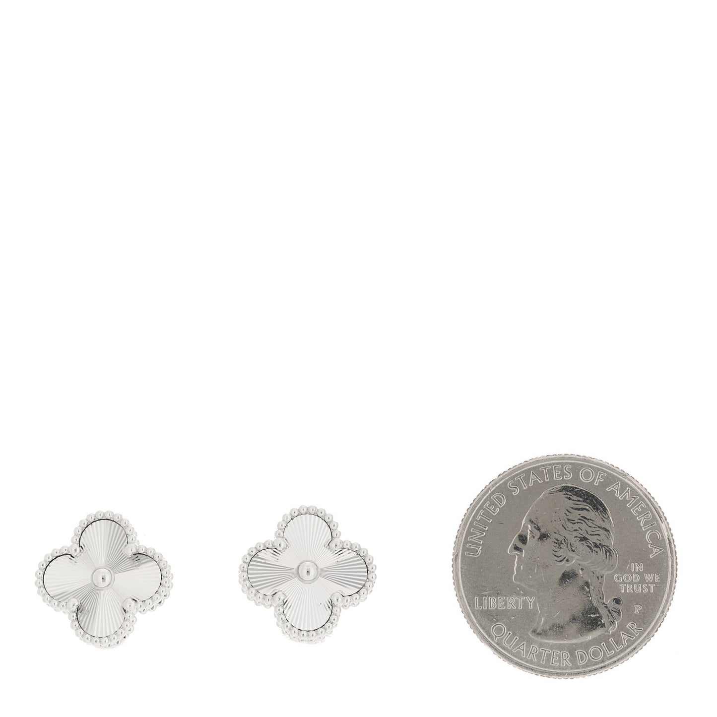18K White Gold Guilloche Vintage Alhambra Earrings