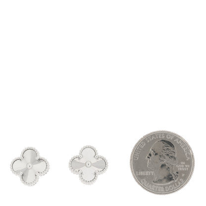Van Cleef & Arpels 18K White Gold Guilloche Vintage Alhambra Earrings 2 of 5