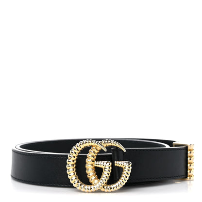 Gucci Moon Calfskin Torchon Double G 25mm Belt 80 32 Black 1 of 6