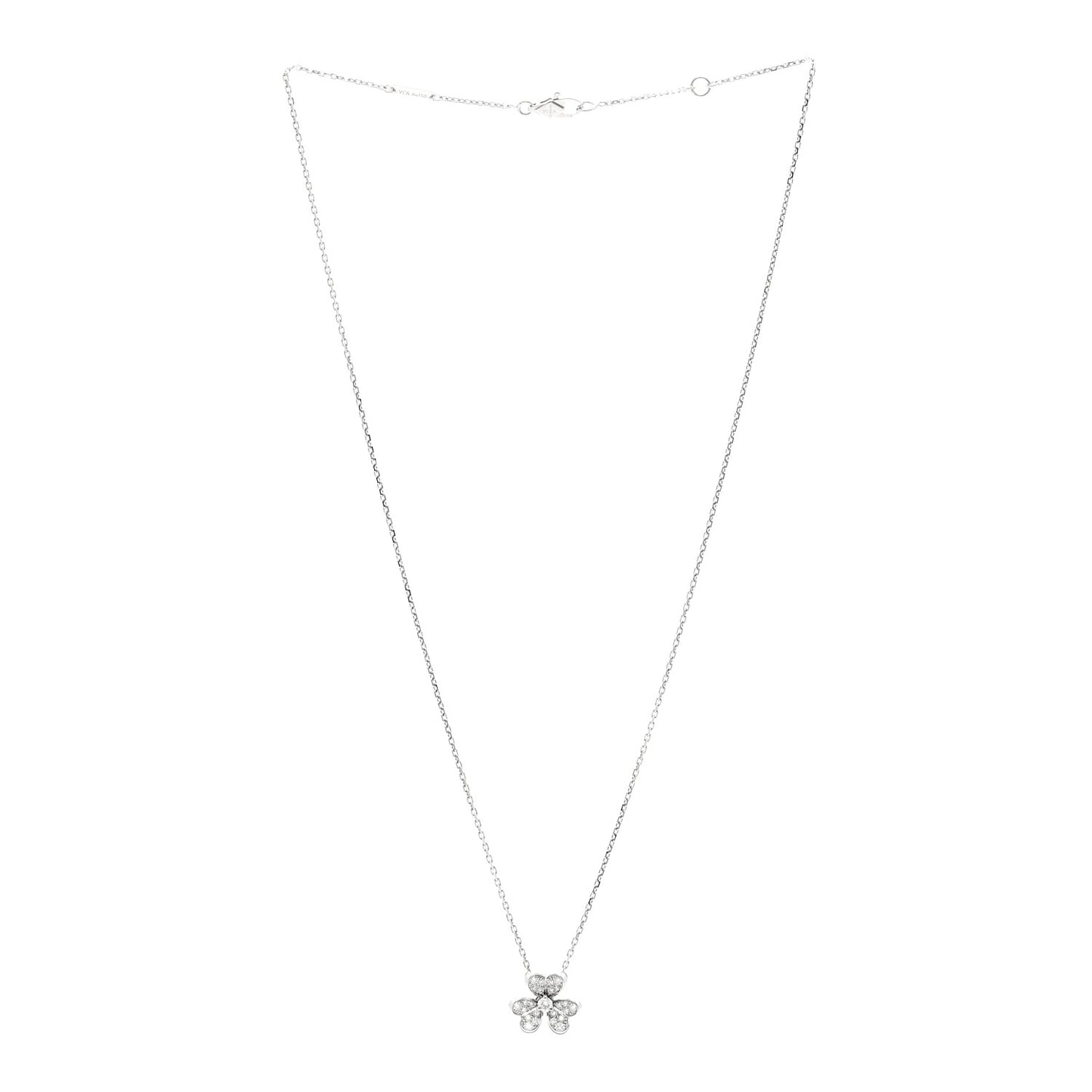 18K White Gold Diamond Mini Frivole Pendant Pave Necklace