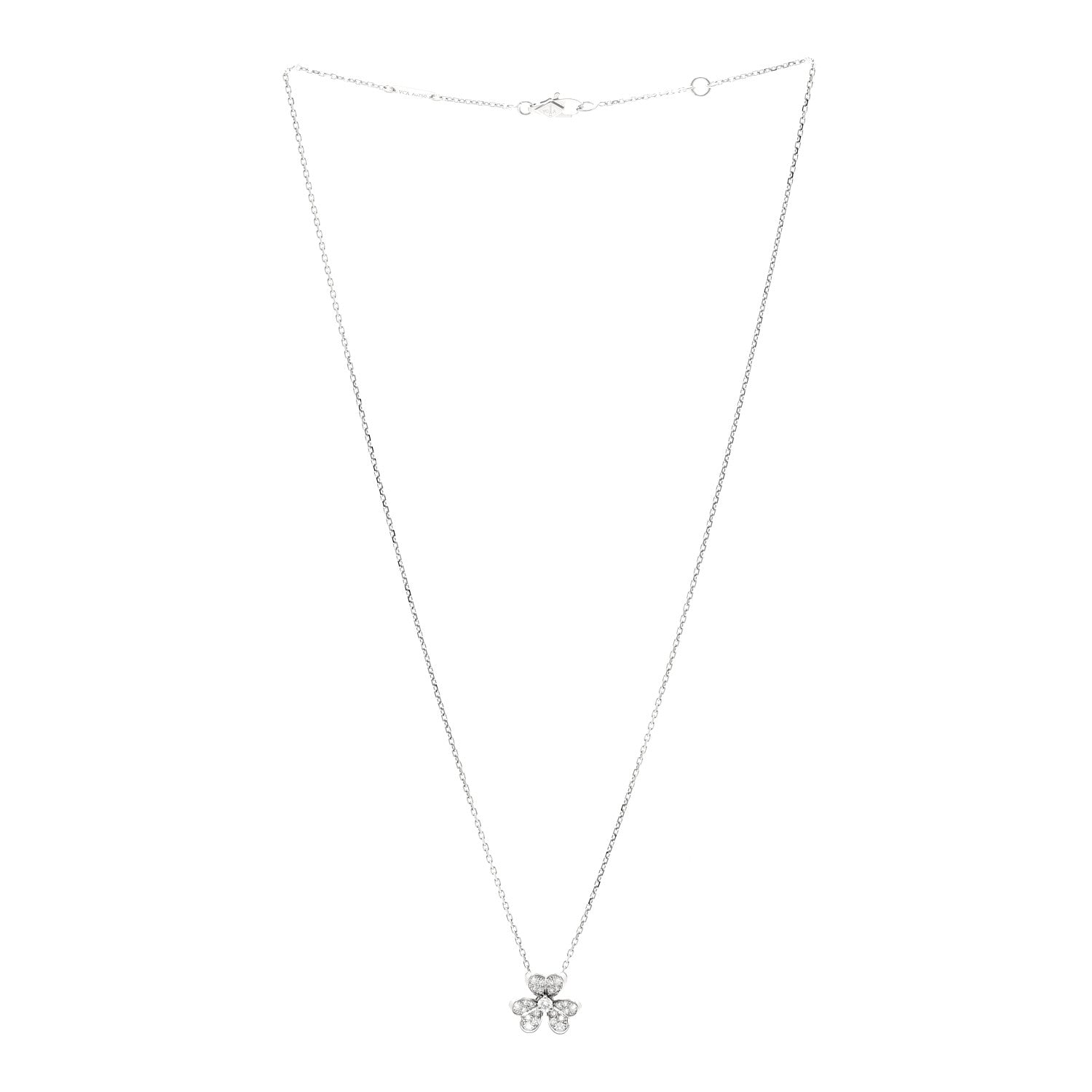 Van Cleef & Arpels 18K White Gold Diamond Mini Frivole Pendant Pave Necklace 3 of 6
