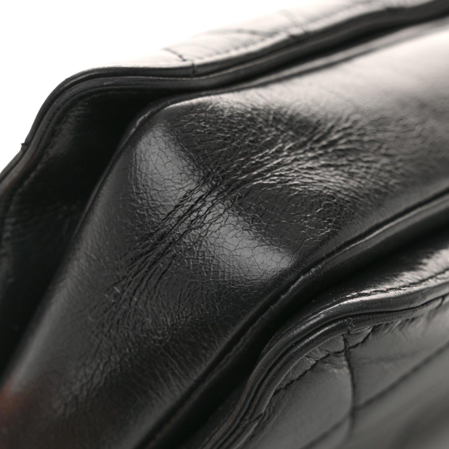 Chanel Glazed Calfskin Quilted Large Perfect Edge Flap Black 13 of 14