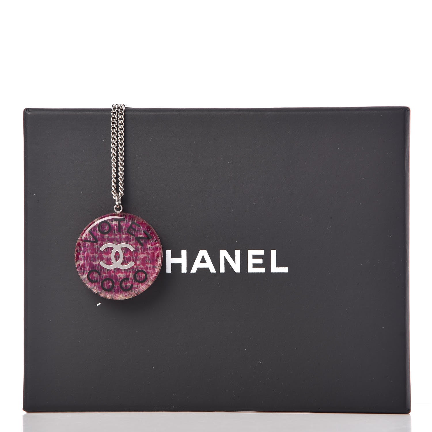 Chanel Resin Tweed Votez Coco CC Necklace 5 of 5