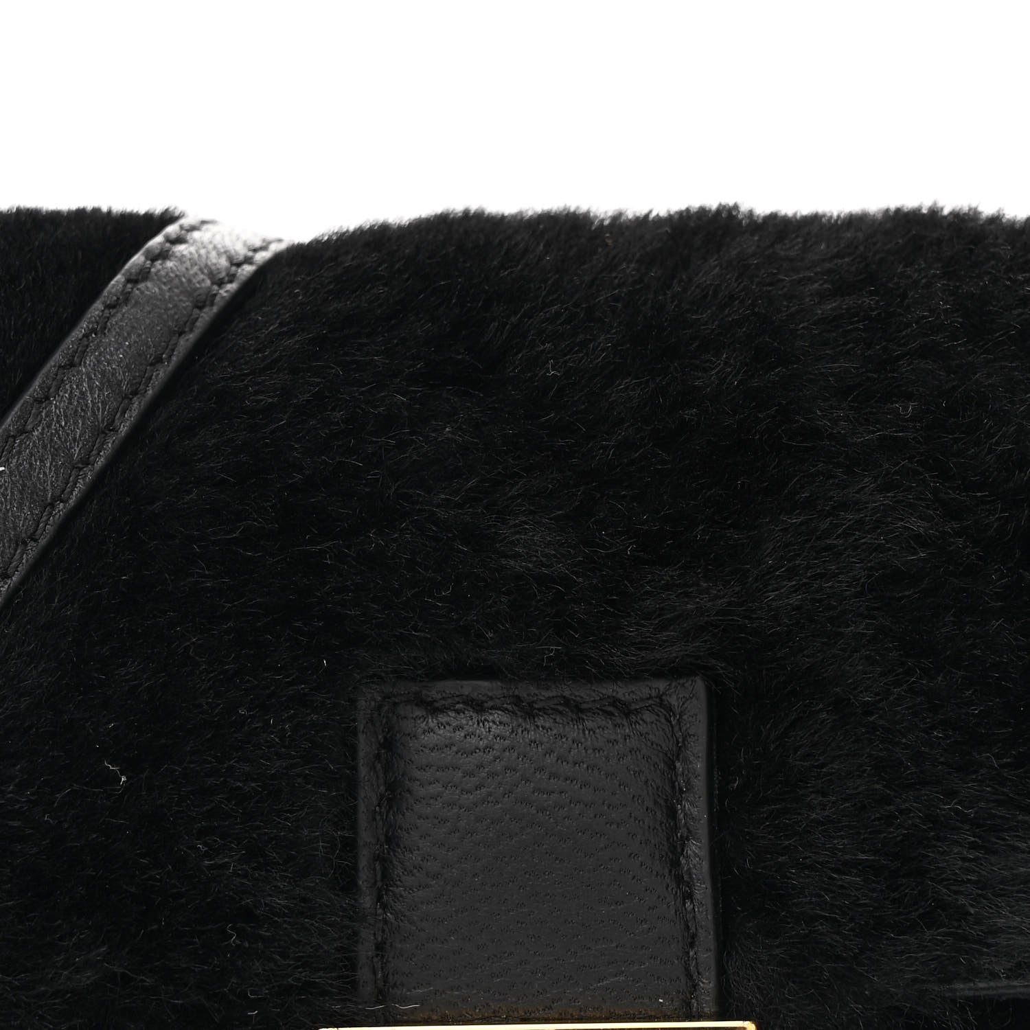 Fendi Shearling Shiny Nappa Micro Baguette Black 9 of 11