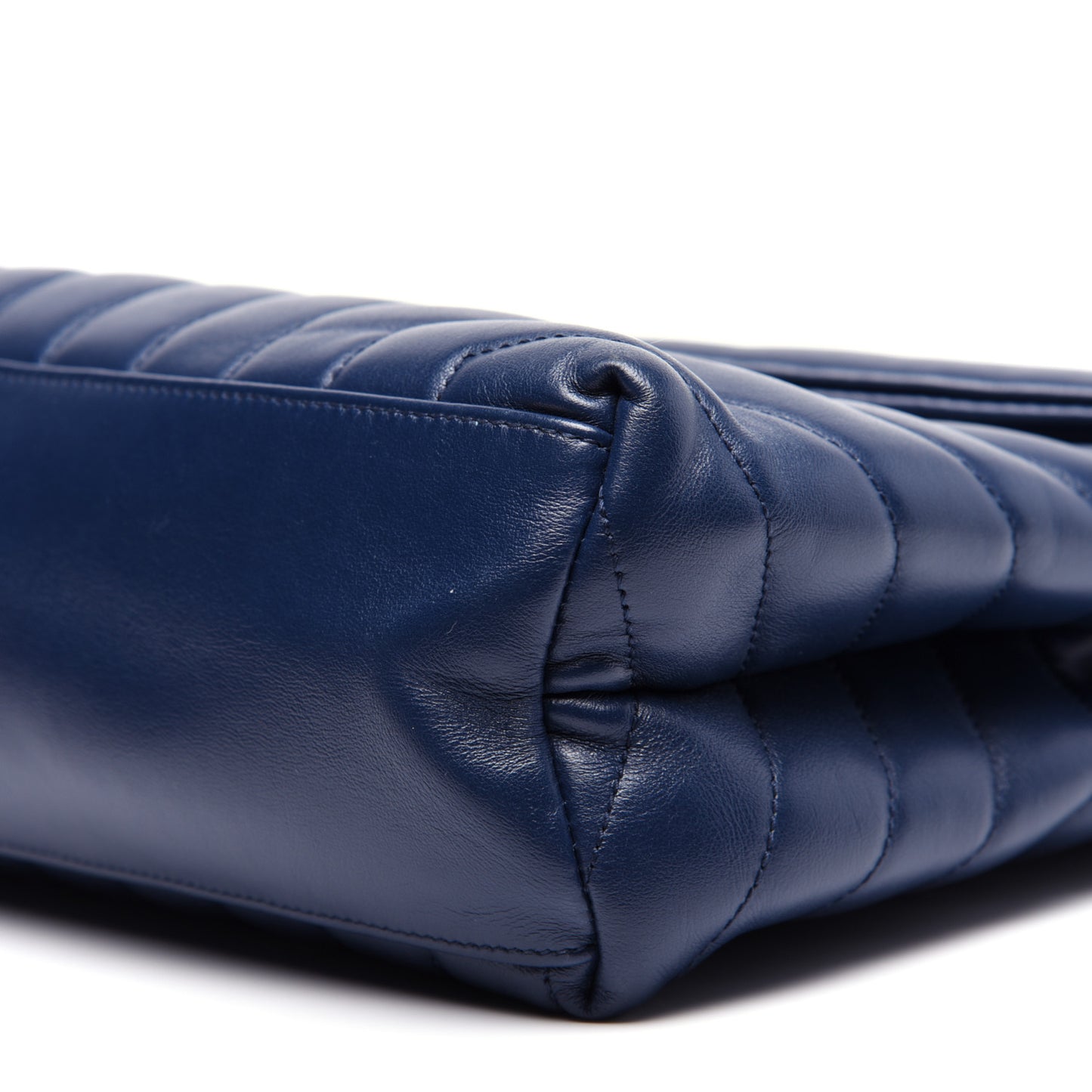 Calfskin Y Quilted Monogram Medium Loulou Chain Satchel Denim Blue