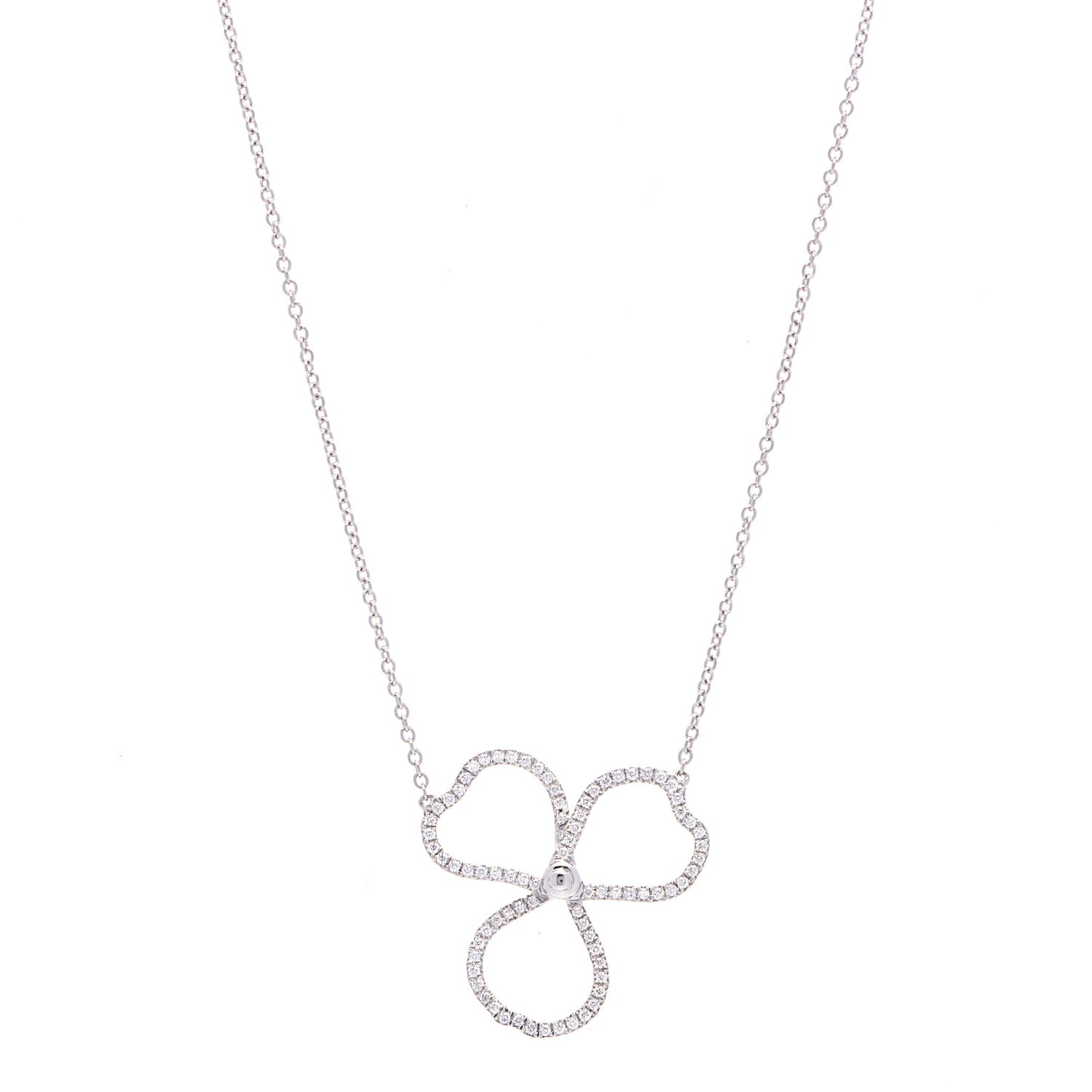 Platinum Diamond Large Paper Flowers Pendant Necklace