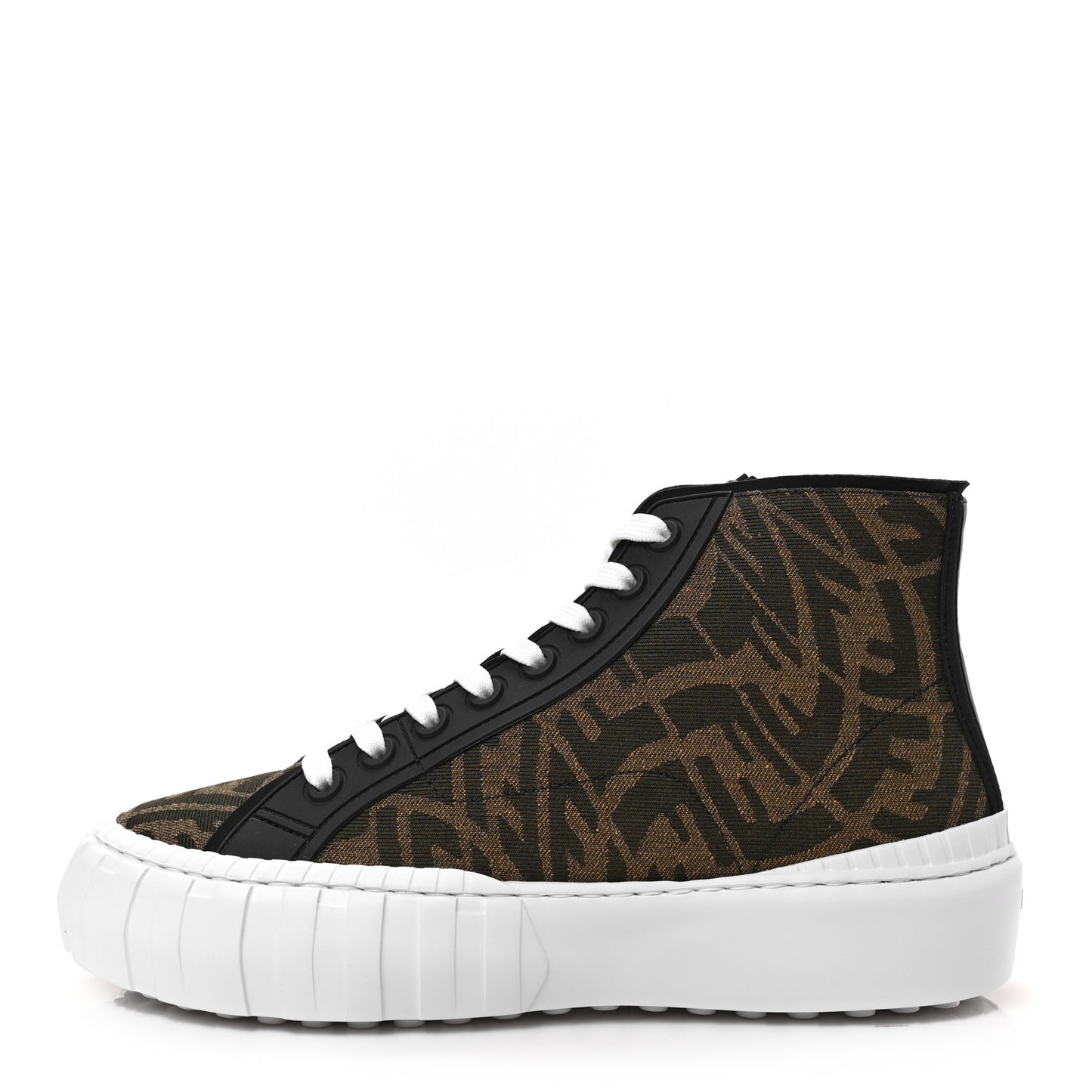 X SARAH COLEMAN Fabric Jacquard FF Vertigo Mens Fendi Force High Top Sneakers 8 Tobacco Black