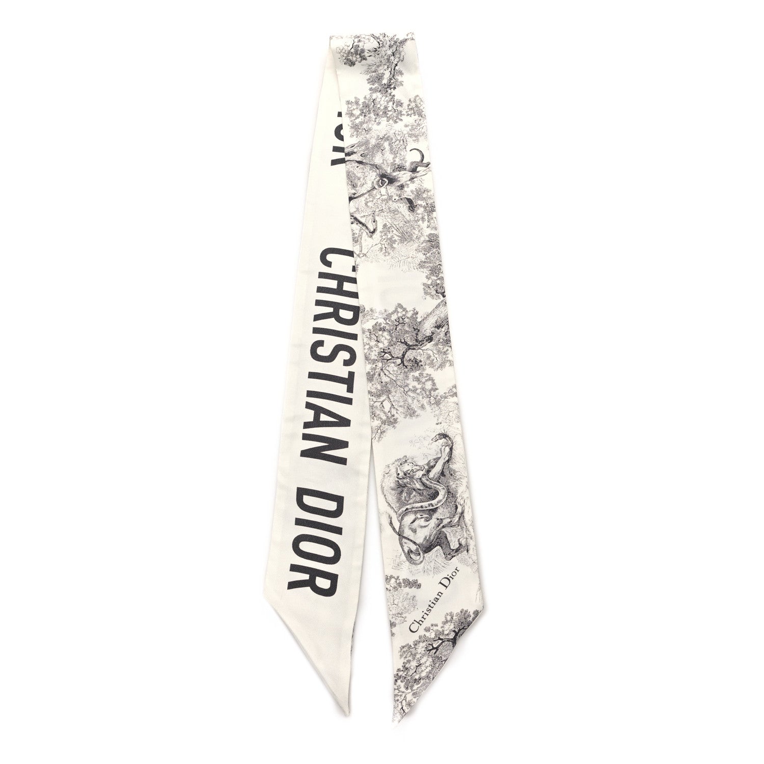 Christian Dior Silk Toile De Jouy Mitzah Scarf White 2 of 3