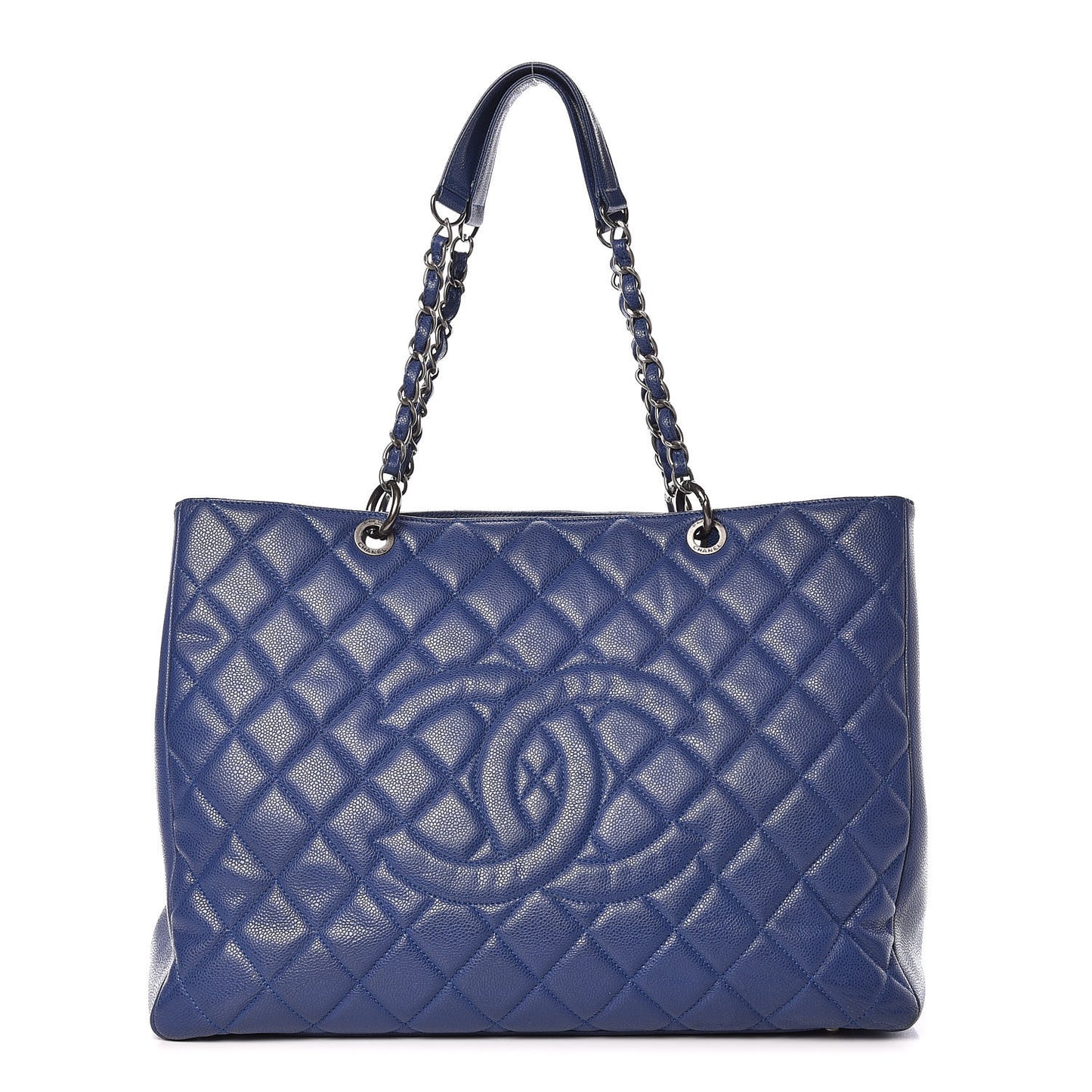 Caviar Quilted XXL Grand Shopping Tote GST Navy Blue