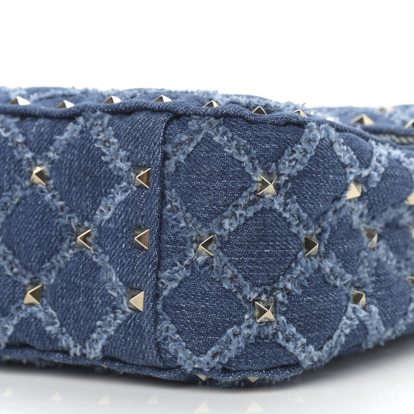 Denim Medium Rockstud Spike Shoulder Bag Denim