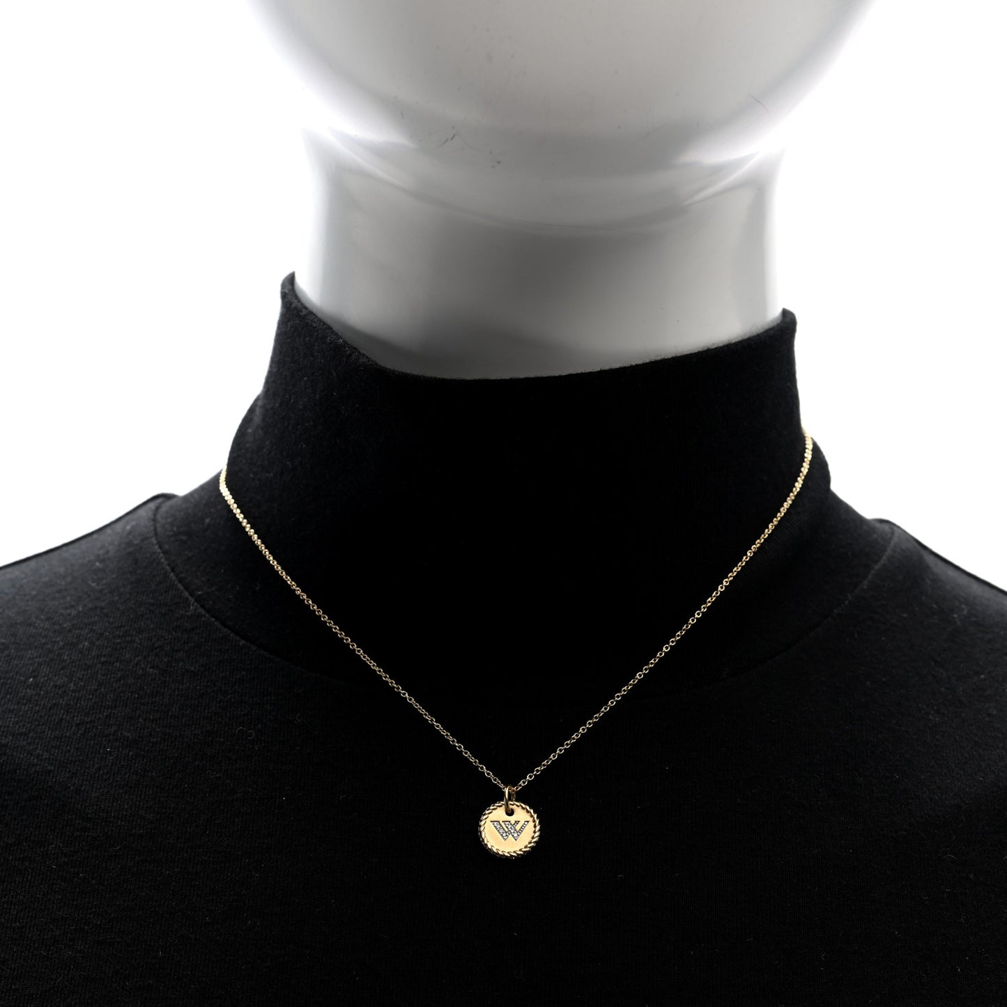 18K Yellow Gold Diamond Initial W Charm Pendant Necklace
