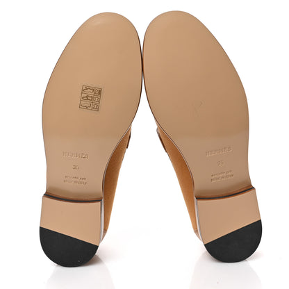 Hermes Calfskin Canvas Womens Destin Loafer 36 Naturel Beige Dore 5 of 8