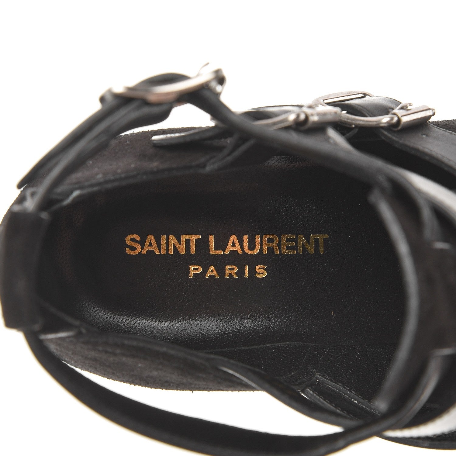 Saint Laurent Suede Rock Buckle Booties 38.5 Black 7 of 9