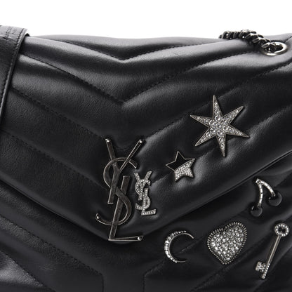 Saint Laurent Calfskin Y Quilted Monogram Small Charm Loulou Chain Satchel Black 11 of 11