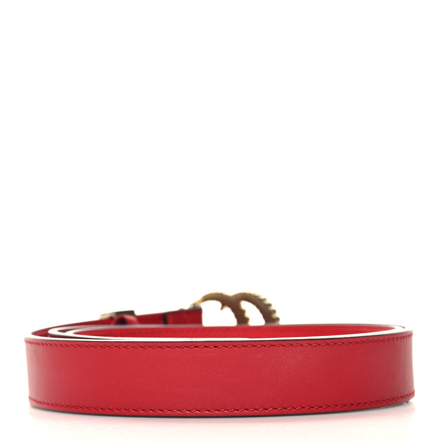 Gucci Moon Calfskin Torchon Double G 25mm Belt 90 36 Hibiscus Red 2 of 6