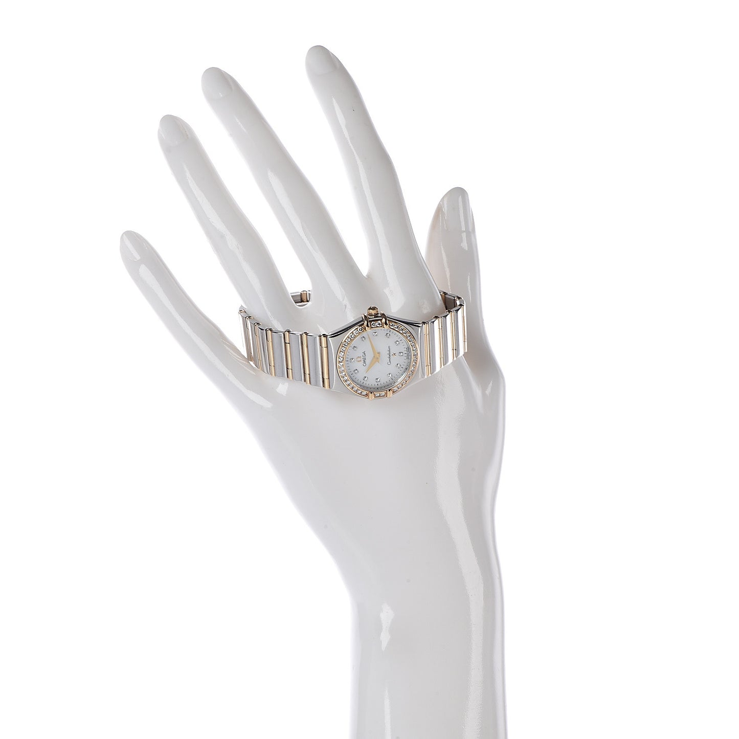 Stainless Steel 18K Yellow Gold Diamond Bezel Mother of Pearl 25mm Constellation Quartz Watch 1277.75.00