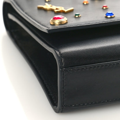 Saint Laurent Calfskin Crystal Medium Monogram Kate Satchel Black 9 of 11