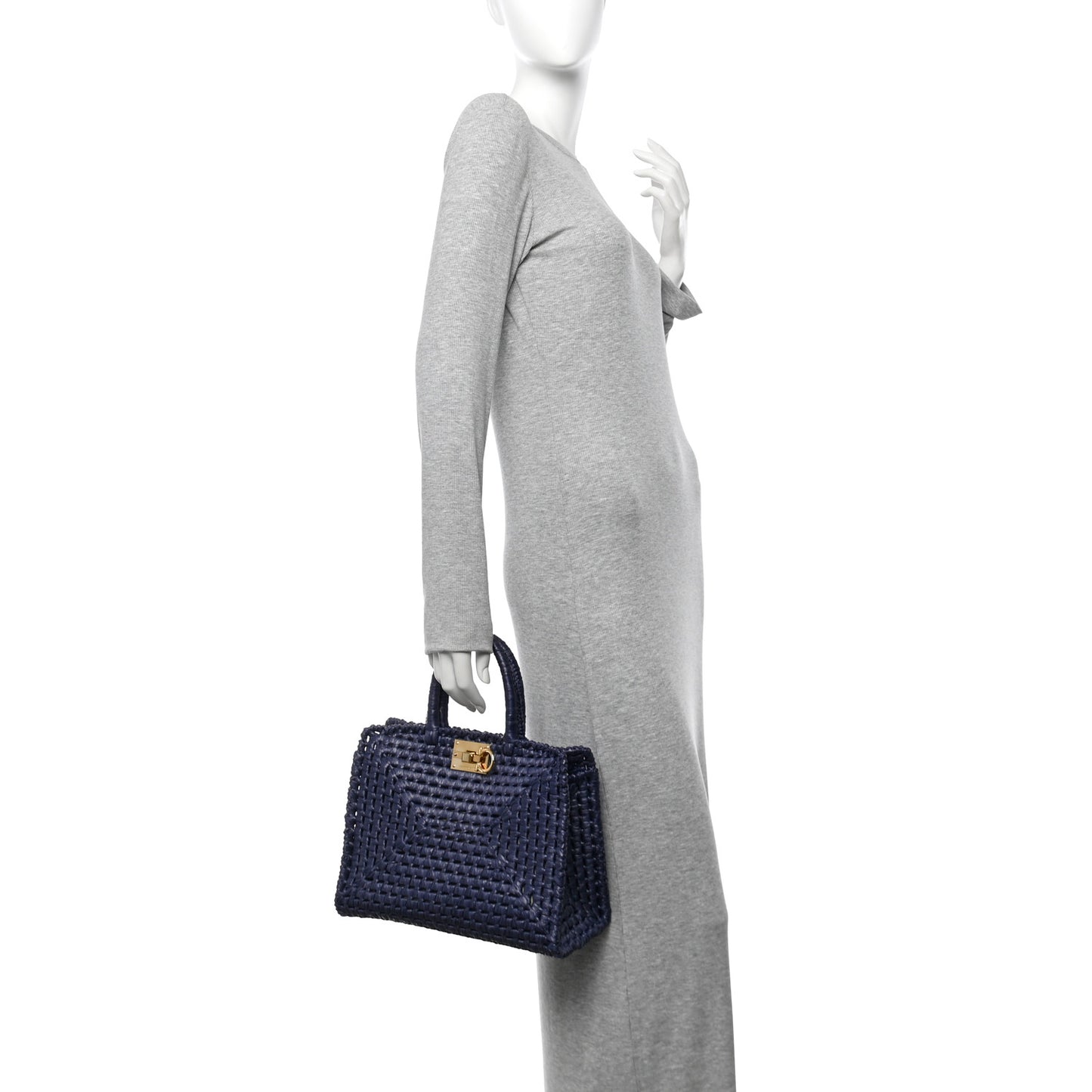Raffia Medium The Studio Box Bag Midnight