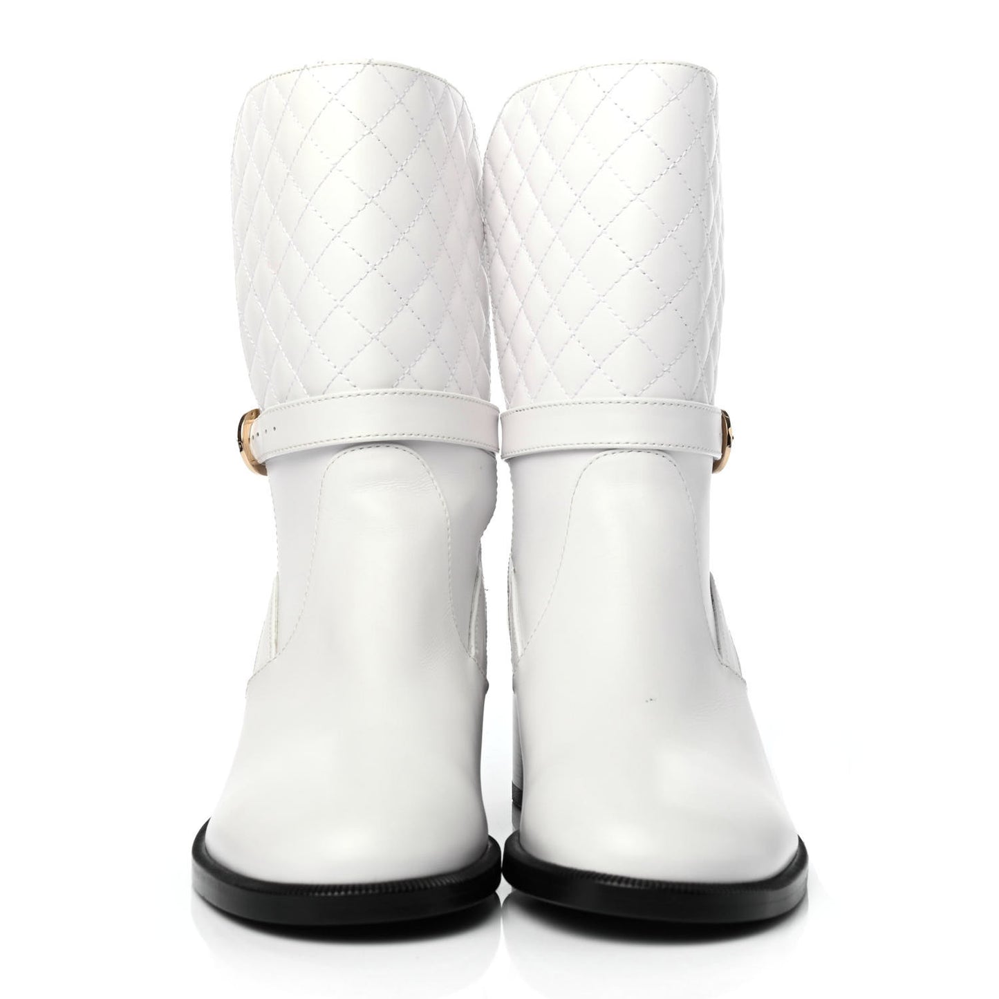 Calfskin Quilted CC Boots 37 White