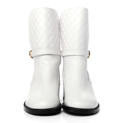 Chanel Calfskin Quilted CC Boots 37 White 2 of 4