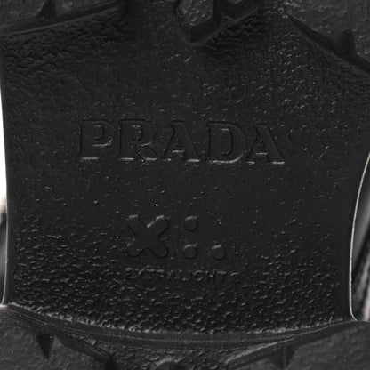 Prada Spazzolato Rois Nylon Metal Triangle Logo Monolith Pouch Pocket 55mm Boots 38 Black 7 of 8