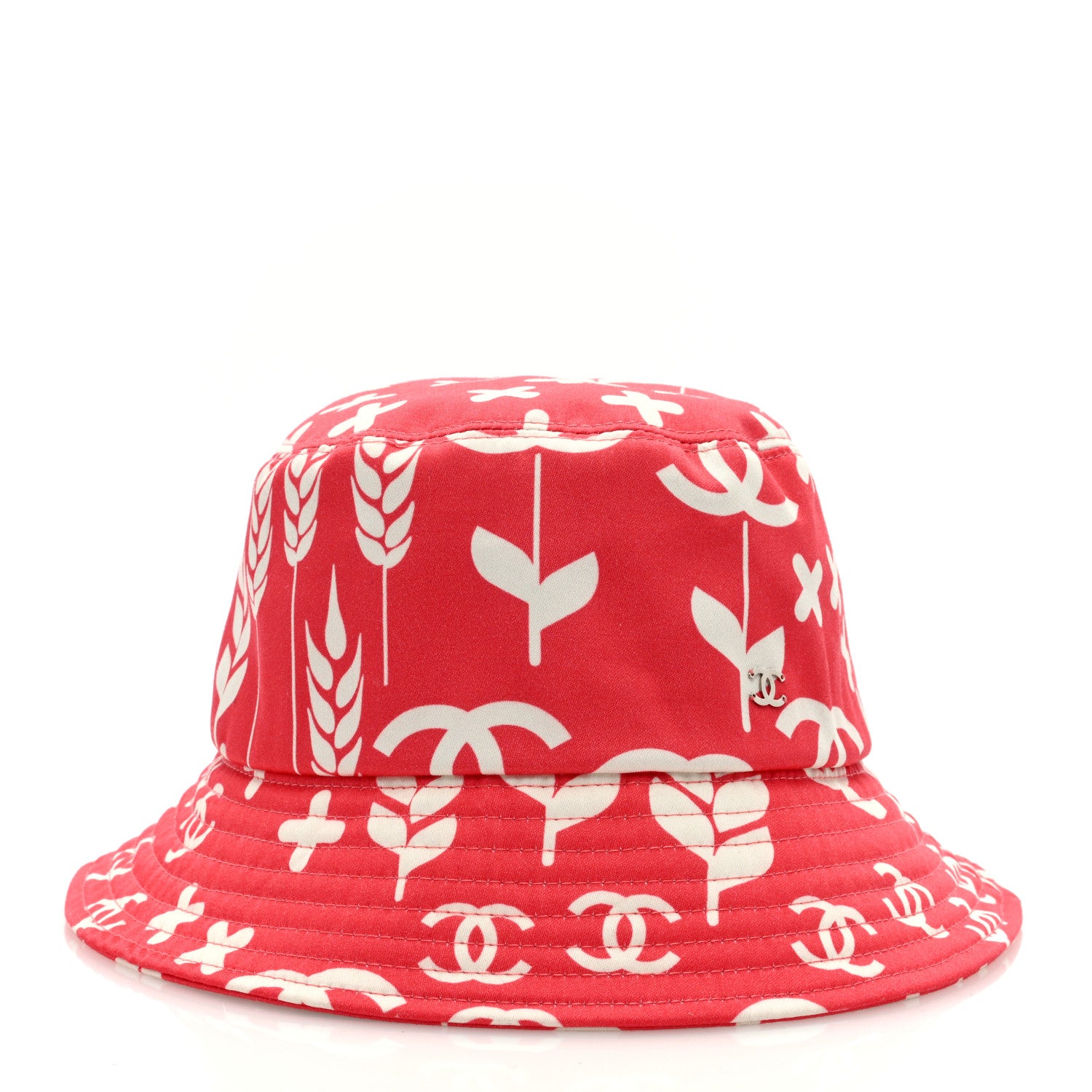 Chanel Cotton Bucket Hat M Red White 3 of 8