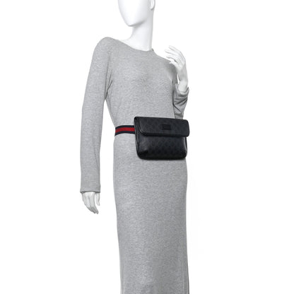 Gucci GG Supreme Monogram Web Slim Belt Bag Black Grey 2 of 12