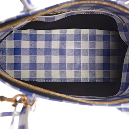 Balenciaga Calfskin Checked S Ville Top Handle Bag Bleu 5 of 9