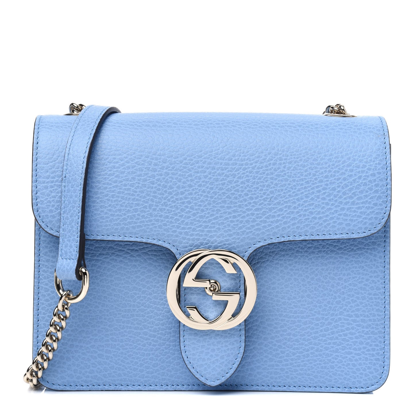 Dollar Calfskin Small Interlocking G Shoulder Bag Mineral Blue