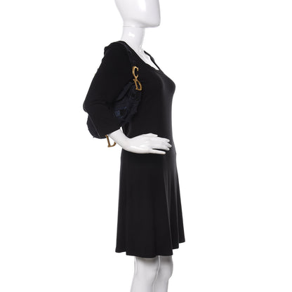 Christian Dior Canvas Embroidered Camouflage Saddle Bag Blue 2 of 11