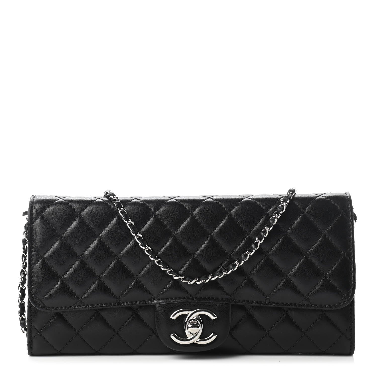 Chanel Lambskin Quilted Chain Clutch Flap Black 1 of 8