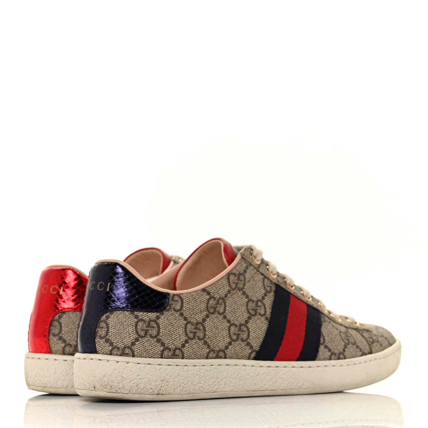 GG Supreme Monogram Womens Ace Low-Top Sneaker 35.5 Beige