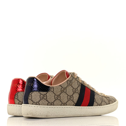 Gucci GG Supreme Monogram Womens Ace Low-Top Sneaker 35.5 Beige 4 of 9