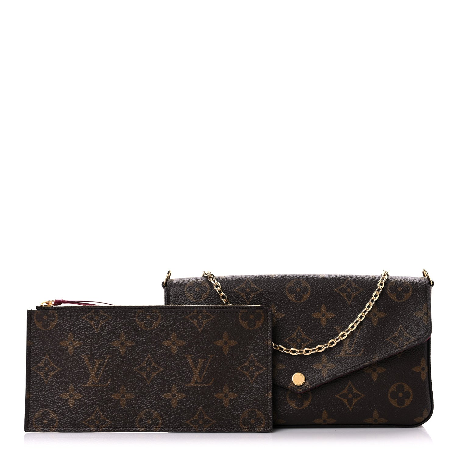 Louis Vuitton Monogram Pochette Felicie Chain Wallet Fuchsia 1 of 10
